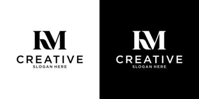 KM or MK initial letter logo design template vector