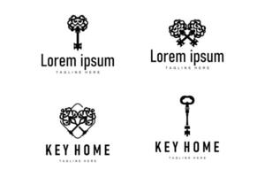 home security symbol design with key logo concept model simple illustration of symbol template vector