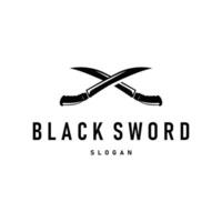 sword logo design tool of war and cutting with a simple black silhouette, illustration of a sword symbol template for a product or business brand vector
