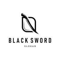 sword logo design, a tool of war and cutting with a simple black silhouette, illustration of a sword template for a product or business brand vector