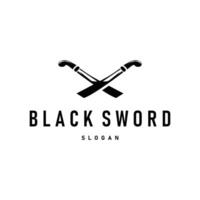 sword logo design, a tool of war and cutting with a simple black vector