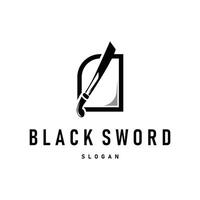 sword logo design, a tool of war and cutting with a simple black silhouette vector