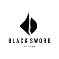 sword logo design, a tool of war and cutting with a simple black silhouette, of a sword symbol template for a product or business brand vector