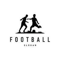 football logo design of a running sport with a black silhouette of a football player with a simple illustration of a symbol. Template for a poster, brand, business, team or other. vector