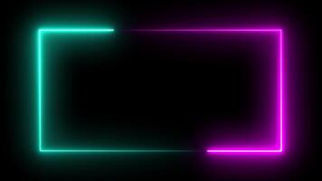 Pink and Cyan Neon Square Frame Glow Background Animation video