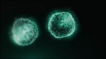 Study of cell division through a microscope. Abstract animation of dark blue cells for any medical, technological and similar projects. video