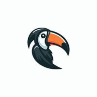 a toucan head logo with a black beak vector
