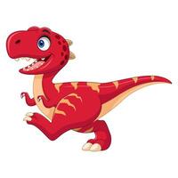 Cartoon Red dino running on white background vector
