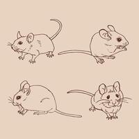 Set of mouse. Hand drawn illustration ink style vector