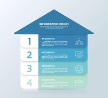 House Infographic Template Showing Business Data for 4 Step Presentation vector