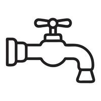 Simple Line Art of a Faucet with Droplet, water tap icon. Line Art vector
