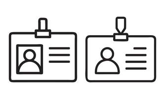 Two Simple Line Art ID Badges, ID card icons. line style. Business card icons. Identification card vector
