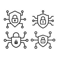 Line Icons Depicting Cybersecurity Protection, Cybersecurity Icon, Secure Systems for Data and Network Protection vector