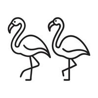 Two Elegant Flamingos in Simple Line Art, Simple Line Art Flamingo Illustrations vector