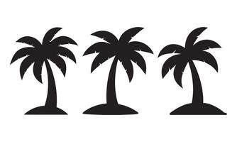 Three Silhouetted Palm Trees on White Background, Palm icons, logos, illustration vector