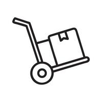 Simple Line Art of a Hand Truck with Box, trolley with package icon vector