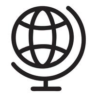 Simple black line art globe icon, globe icon in black line style vector