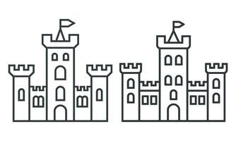 Medieval Castle Outline Icons - Set of 2 Simple Designs vector