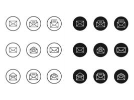 Simple email envelope symbol circles set vector