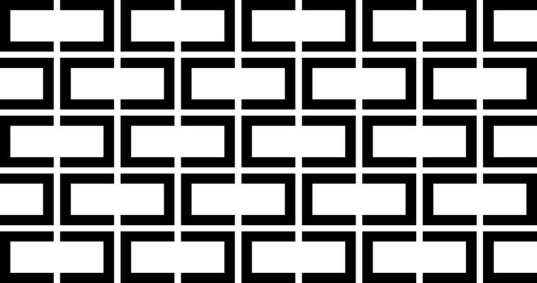 Horizon white bricks with black maze double frame pattern