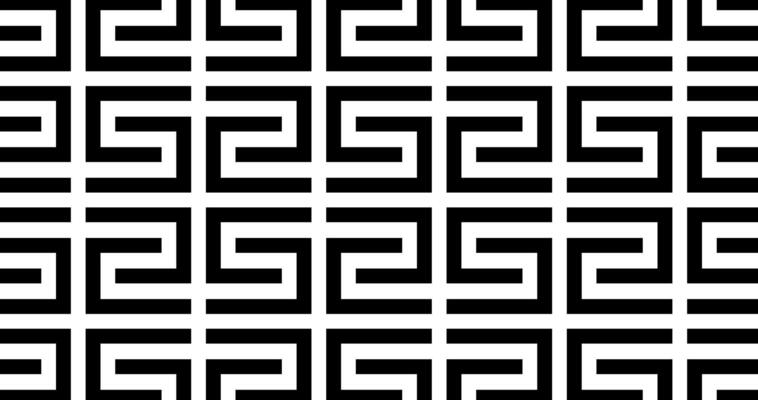 S shape Complex maze Geometry puzzle pattern Seamless black and white