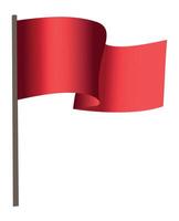 Red flag on a pole. Illustration on a white background. vector