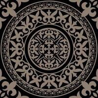 Luxury golden black Oriental seamless square pattern with circular damask ornament, arabesque and floral elements with decorative ornament in retro style. Square tile. Illustration. vector