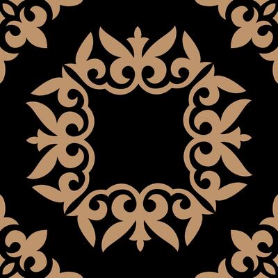 Oriental classic pattern with damask, arabesque, floral elements. Traditional square Turkic ornament for ceramic tile. Seamless abstract background with repeating elements. For ceramic, porcelain