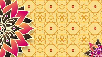 A dynamic and colorful motion graphic showcasing symmetrical mandala patterns in warm pink video