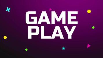 GAME PLAY' text shines with colorful particle effects and a purple backdrop, styled for engaging UI transitions and game intros video