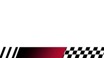 A stylized racing transition graphic combining red and white diagonal lines with checkered and striped edges for high-impact scene changes video