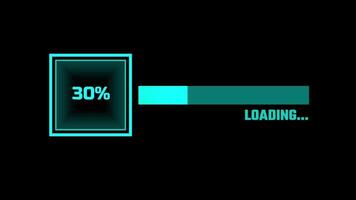 A futuristic square loading bar that features slide animation and digital readouts, ideal for high-tech games and interfaces requiring a clean HUD video