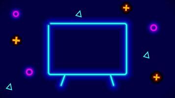 Animated retro TV frame with glowing edges and glitch effects, evoking digital noise and perfect for old-school visual intros or transitions video