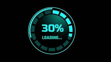 A radial animated core with percentage readout encircled in segmented blue lights, perfect for cyberpunk-style loading or progress displays video