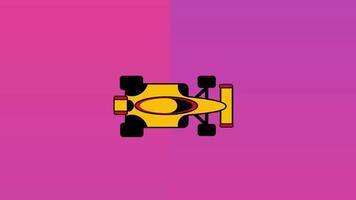 a amarelo carro de corrida continuou com uma gradiente horizonte pano de fundo, realçando a futurista raça vibração com uma lustroso borrão do movimento video