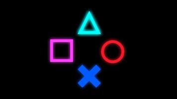 Glowing PlayStation-style symbols pop on a dark screen, evoking a cool tech theme for console startup or game boot intros video