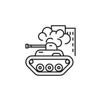 War icon with a tank firing near a city, suitable for military, history, conflict, and warrelated projects needing impactful visuals. vector