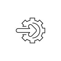 Gear with an arrow pointing to the right. Suitable for technology, navigation, progress concepts, and business presentations, websites, or social media posts. vector