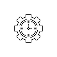 Efficiency icon of gear with clock inside, suitable for business presentations, productivity apps, time management content, teamwork tools, and efficiency concepts. vector