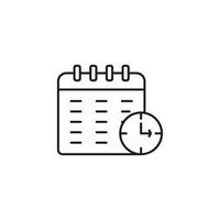 Deadline icon with calendar and clock line drawing for time management. Ideal for business presentations, productivity blogs, and educational materials. vector
