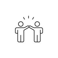 Partnership icon with stick figures highfiving for successful collaboration. Suitable for business presentations, teamwork concepts, and corporate designs. vector