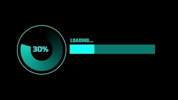 A horizontal cyan-themed loader with rounded display and animated text, optimized for futuristic UI transitions and stylish tech interfaces video