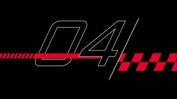 A red racing count typography gives a speed-focused visual element useful for high-tech sports overlays and countdown visuals video