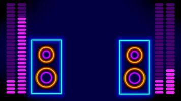 A tall speaker setup with animated vertical bar visualizer, creating a cohesive sound-reactive environment for DJ loops or audio tracks video