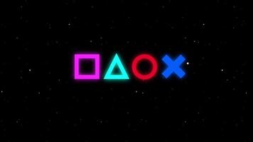 PlayStation-style game icons float in sequence across black, forming a rhythmic transition perfect for intros or menu loops video