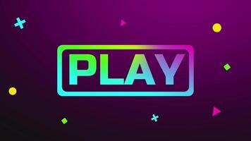 A glowing PLAY interface with bright neon typography and particle background, perfect for title screens in games or apps video