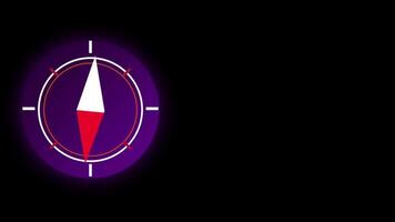 A compass-inspired wheel glowing in purple and red, offering directional UI elements for navigation or futuristic gaming interfaces video