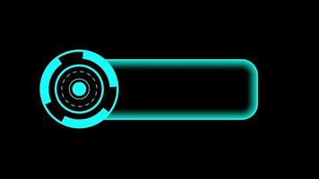 Circular futuristic HUD element resembling a scanner core, rendered in bright cyan with rotating animation flair for advanced tech user interfaces video