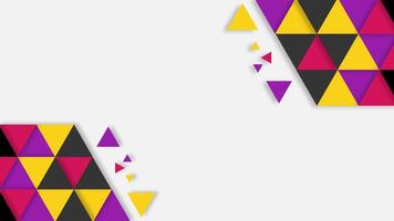Pattern of colorful triangles on a white background. Suitable for backgrounds, digital designs, geometry concepts, educational materials, and vibrant decor. video