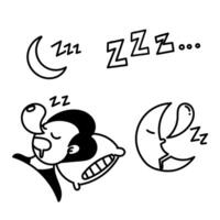 a cartoon image of a man sleeping on a pillow vector